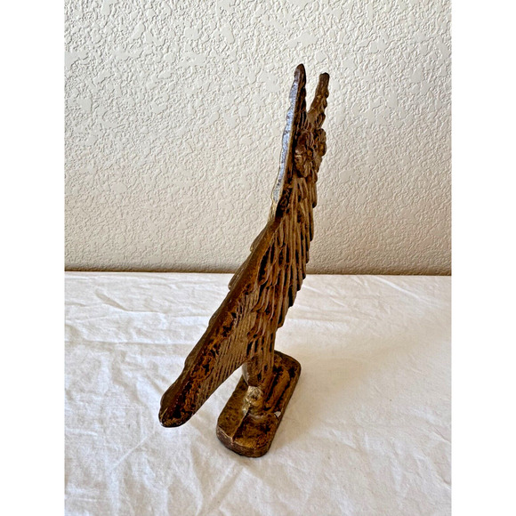 Mid Century Horned Owl Sculpture Modernist Figurine Gold Metal Statue Art MCM - Picture 7 of 9